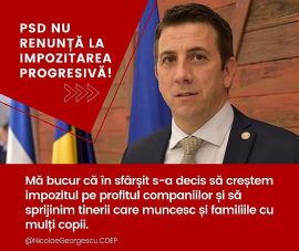 Nicolae Georgescu, deputat PSD de Argeș: PSD nu renunță la impozitarea progresivă!