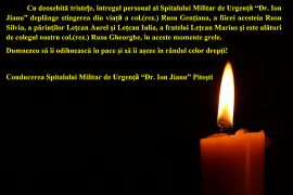 Conducerea Spitalului Militar Pitești – mesaj de condoleanțe pentru cele 5 victime din Bascov